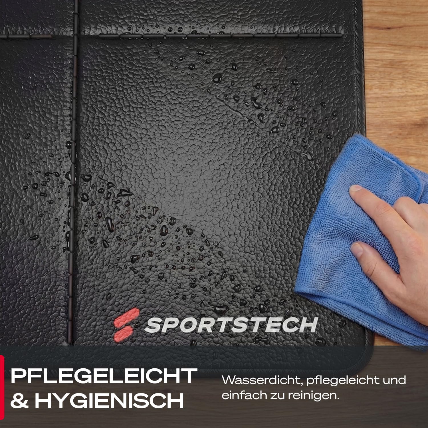 Sportstech Faltbare Bodenschutzmatte für Walking Pad – Wasserabweisend, Geräuscharm und Platzsparend – 160×74 cm, 6mm Dicke, BS300 Sportmatte, Ideal für Fitnessgeräte, Heimtrainer & Home Gym