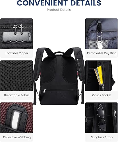 Miniatura 5 de LOVEVOOK Mochila de viaje para laptop mochila antirrobo impermeable con bloqueo y puerto de carga USB mochila grande de negocios para hombres
