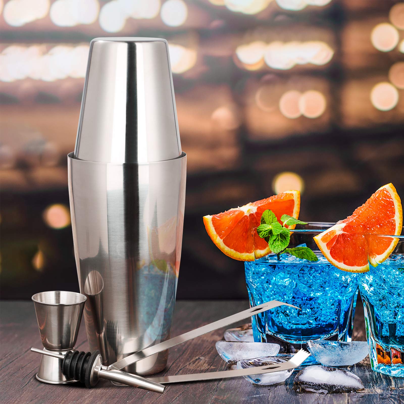 Shaker à Cocktail 1000 Ml Avec Marteau à Citron - Kit Bar Complet En PC Transparent, Gradué, étanche