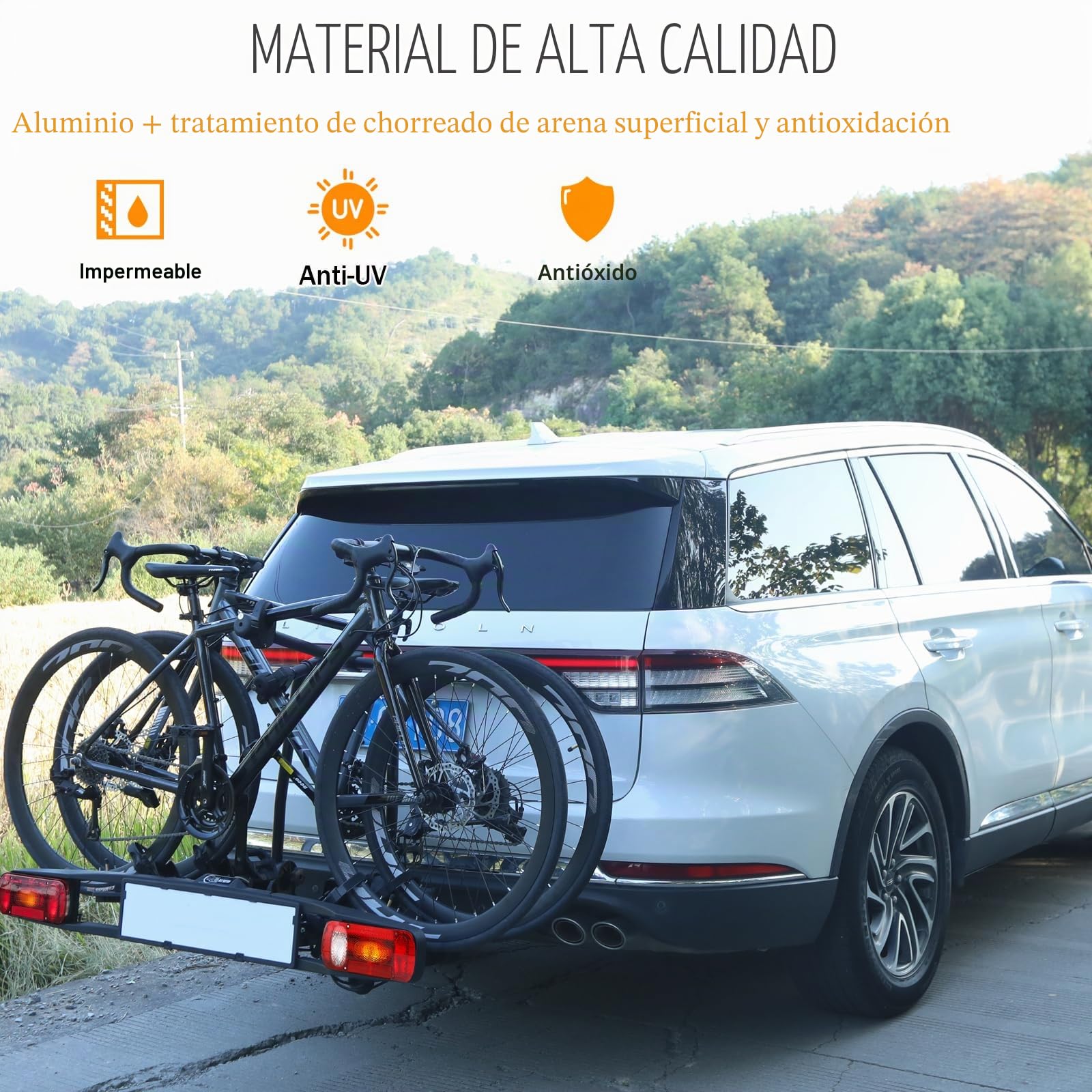 Soporte de bastidor para portabicicletas de 25 cm, universal, corto, con cierre de aluminio para tubo en U Ø 2,5-3 cm, diámetro de la bicicleta 3-6 cm