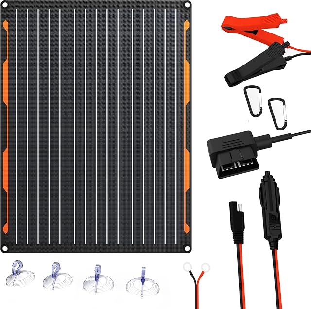 Cargador de baterías para vehículos solares 12v 20w módulo solar ip67 | cargador de baterías portátiles de paneles solares SAE cable de conexión, adecuado para automóviles, barcos, motocicle