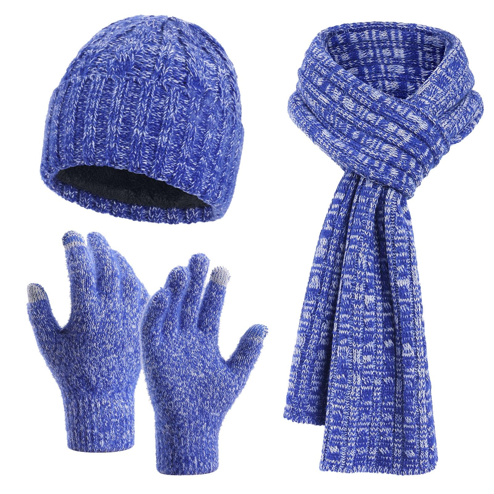 YCBMINGCAN Mütze,Schal & Handschuh-Sets Für Damen 3-Teilige Zopfstrickmütze Für Damen Winterhandschuhe Lang Schal Wärmer Mütze Schal Handschuhe Mützen Set Damen Winterset 3 Teilig Fashion