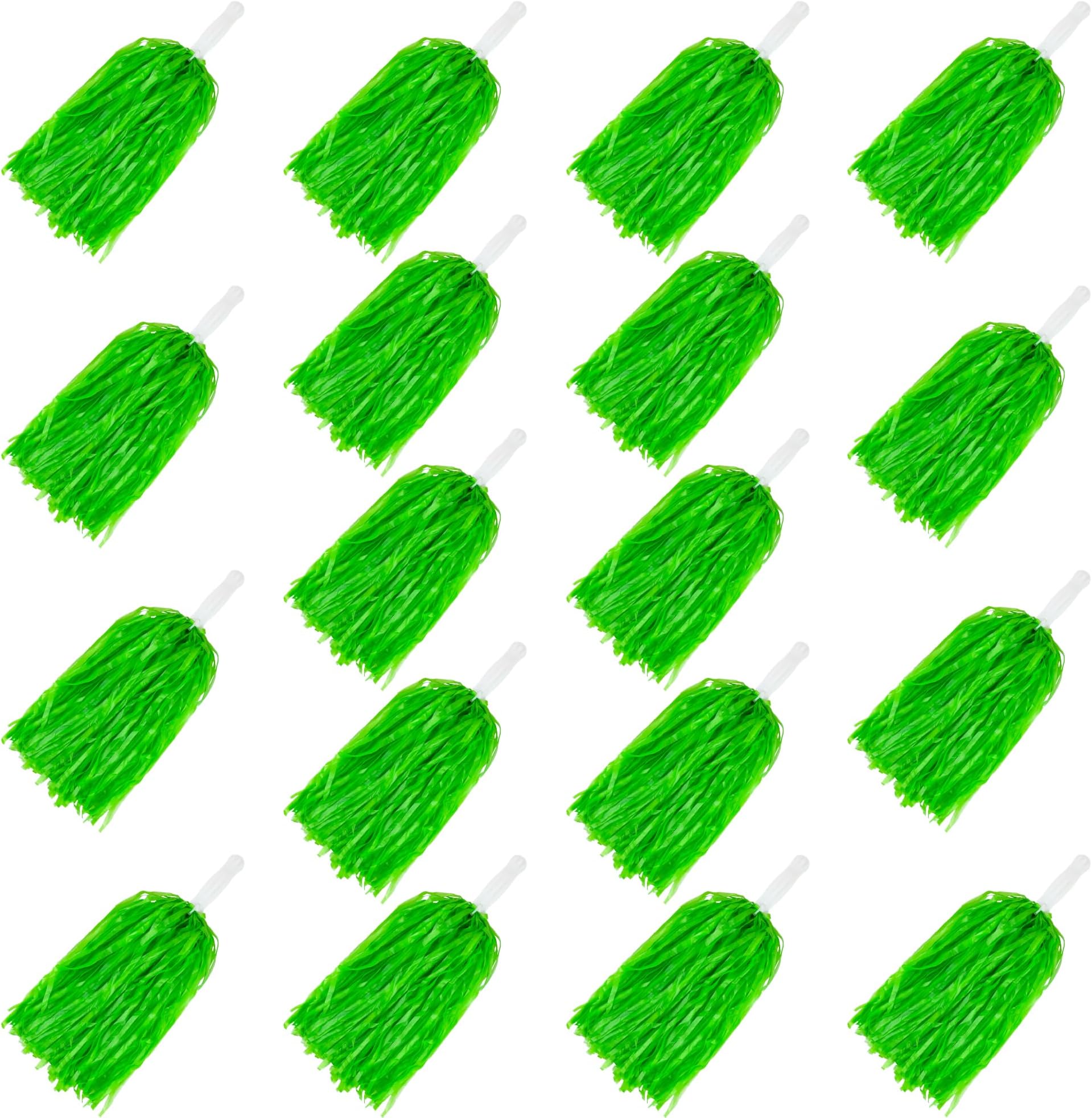 18PCS Cheerleading Pom Poms Plastic Cheerleader Pom Poms for Sports Squads Dancing Party Football Basketball Spirit Sports Stage Performance Celebration (Green)