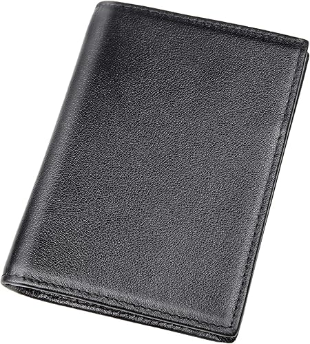 Miniatura 8 de Cartera plegable de piel Polare ORIGINAL con bloqueo RFID para pasaporte de viaje, delgada, para hombres, Negro, Pequeña