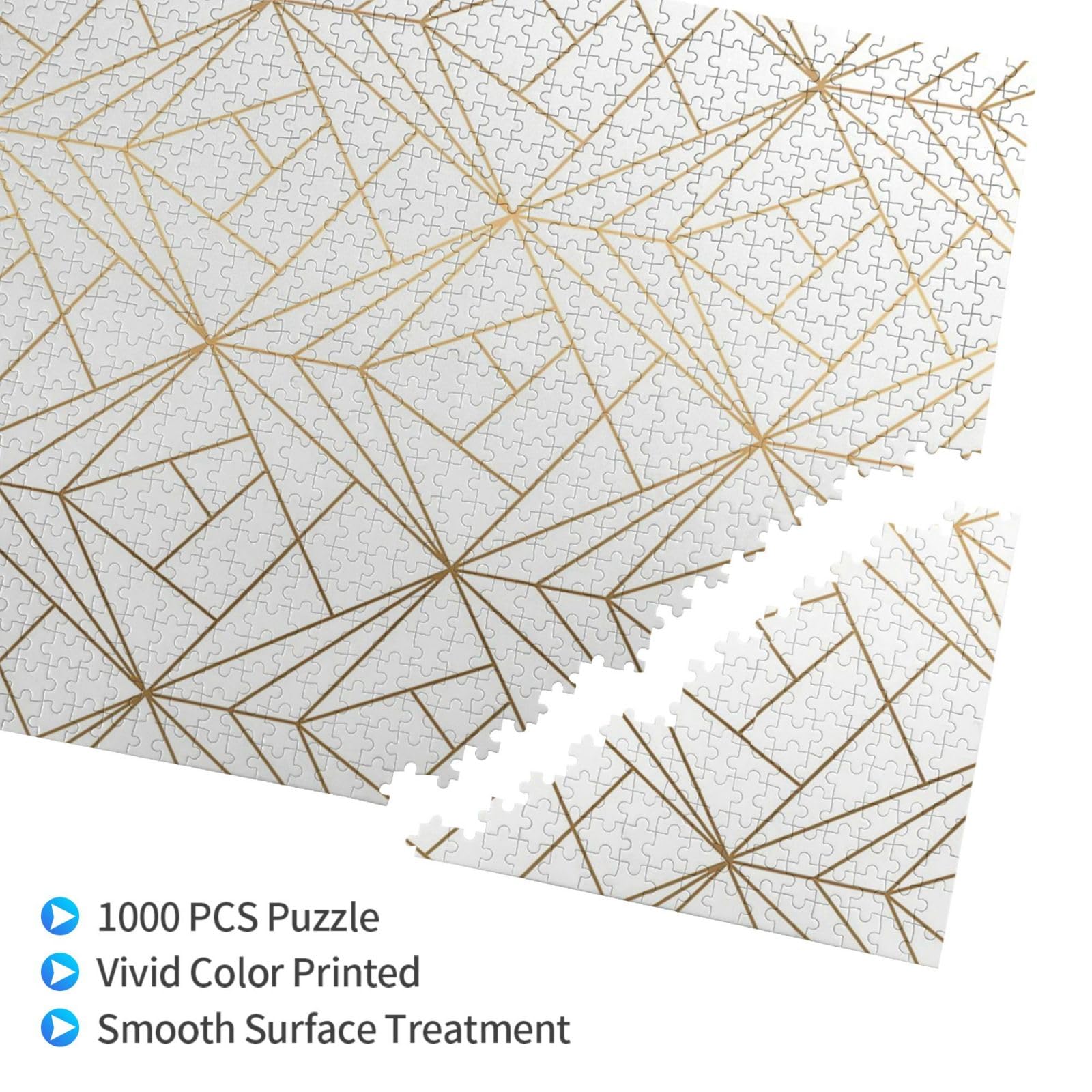 Motivo geometrico dorato con riflessi bianchi, puzzle da 1000 pezzi per adulti, puzzle impegnativi, puzzle a incastro