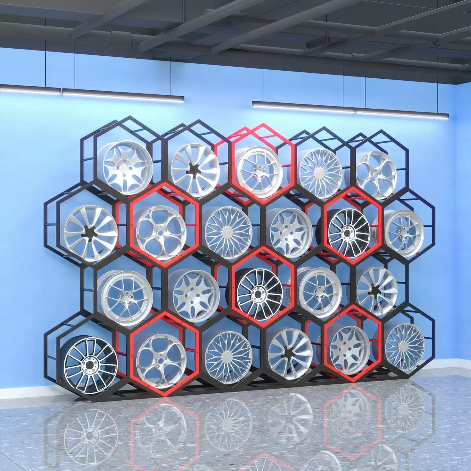 Porta gomme auto da garage portapneumatici Grande Espositore Per Cerchi Da 24 20 19 18 17 16 15 Pollici, Impilabile Supporto Per Pneumatici Auto/ Supporto Per Ruote Per Il Garage Di Casa, La Mostra(Bl