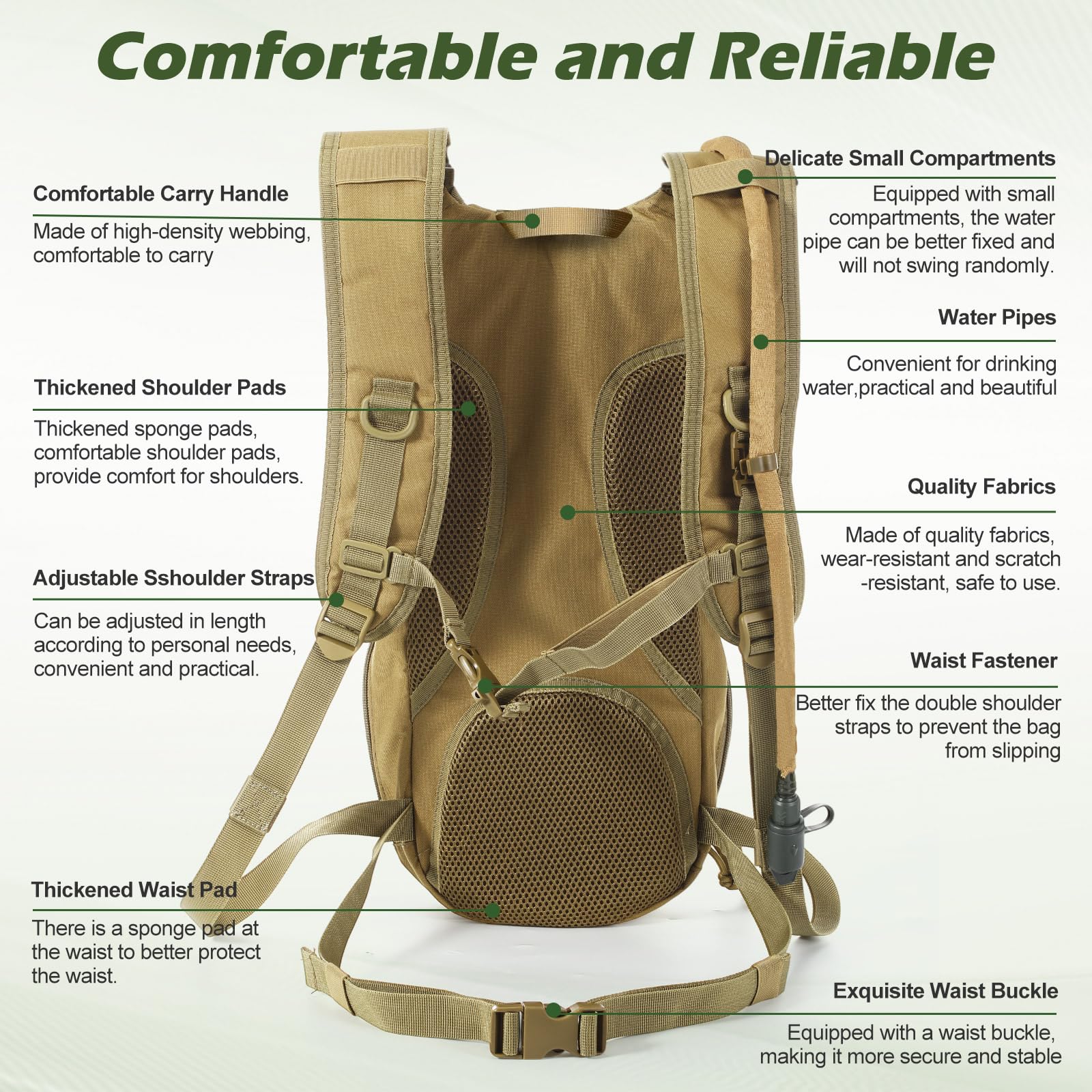 Liliful 2 juegos de mochila táctica Molle de hidratación con bolsa de agua de TPU de 3 l, mochila de hidratación táctica Molle para senderismo, ciclismo, correr y escalada
