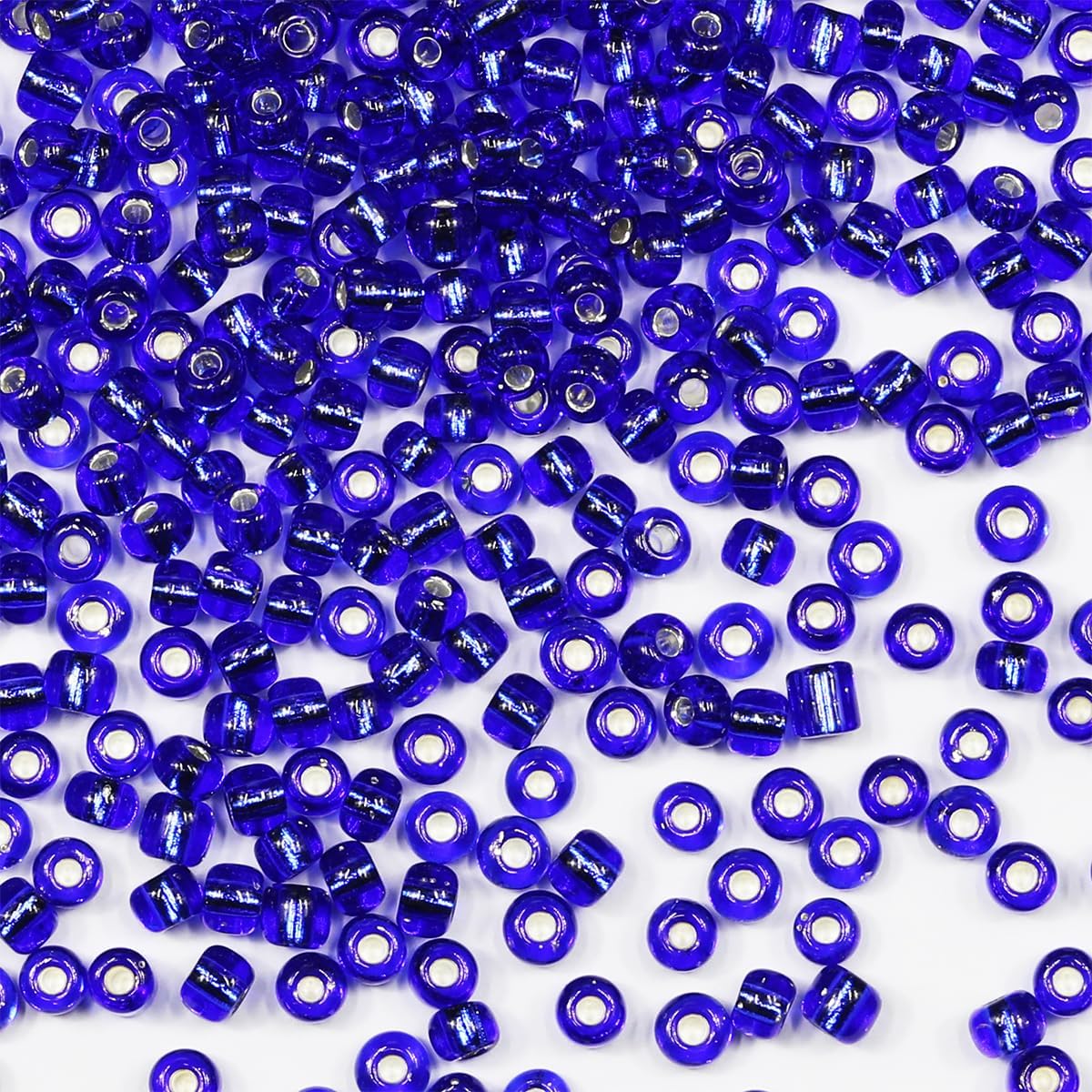 4mm Royal Blue Seed Beads for Jewelry Making 200 Grams About 3380pcs,6/0 Glass Craft Beads for Making Earrings, Bracelets, Pendants, Waist Jewelry, DIY Handmade Seed Beads(Royal Blue Silver Lined) — image 1