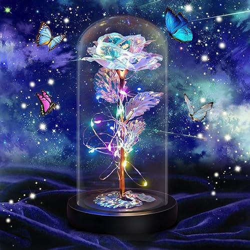 Miniatura 7 de Regalos de flores de rosa de cristal eternas para cumpleaños - Regalos para mujeres para su aniversario, día de San Valentín, día de la madre, Una