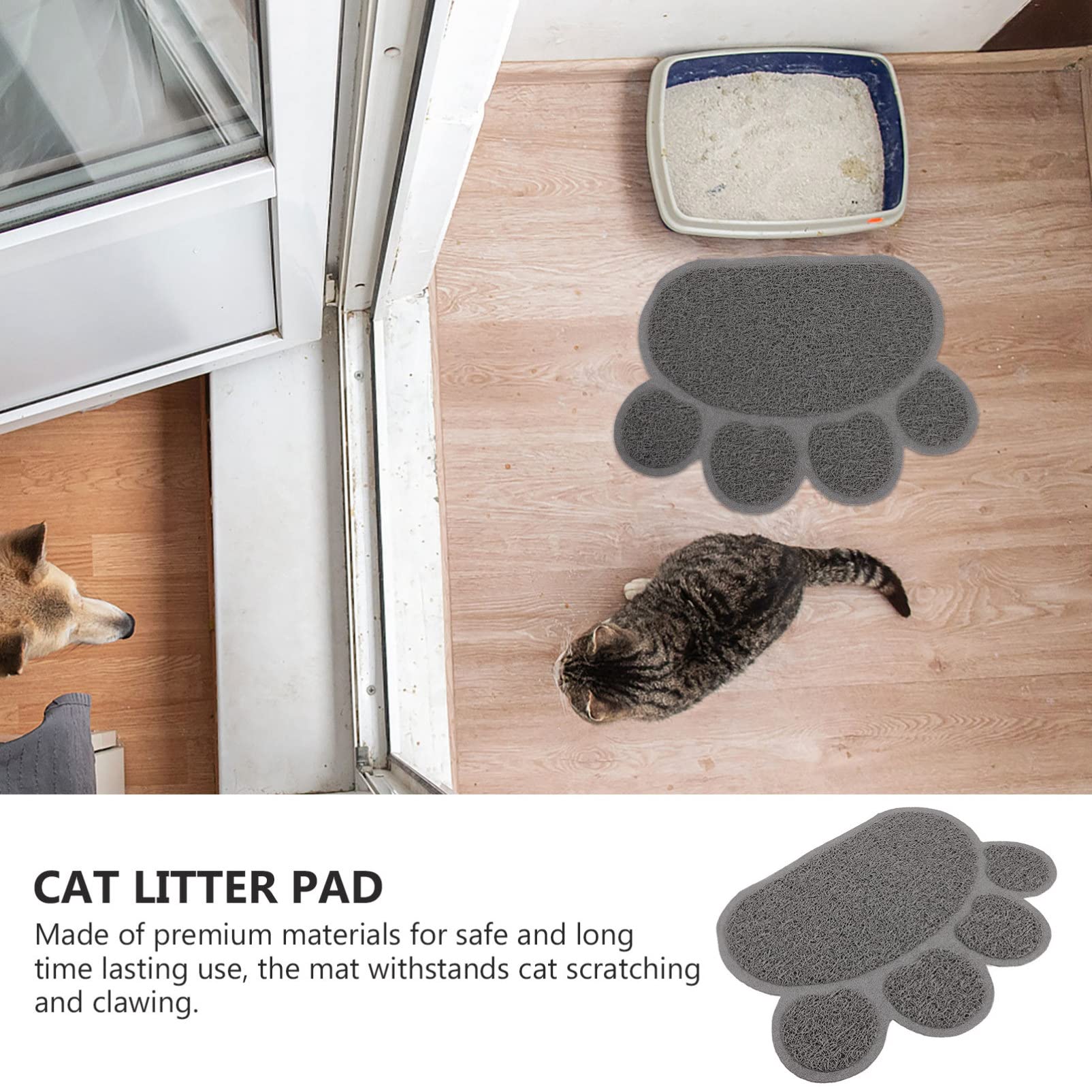 BESPORTBLE 4 Stück rutschfeste Haustiermatte drinnen Möbelschutz vor Katzen katzentoilettenauskleidung katzenklo vorlegematte katzenstreu katze hundefutter pad Essensmatte PVC Grey
