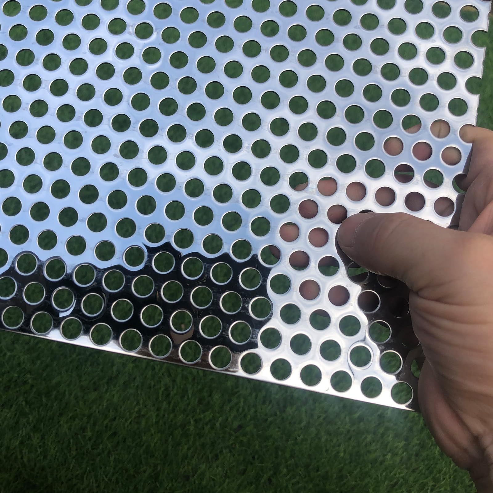 FengYoo Perforated Metal Sheets 19 Gauge 30"x15" Expanded Metal Mesh Aperture 8mm 0.32inch (Approximately 1/3") Perforated Stainless Steel Sheet 304