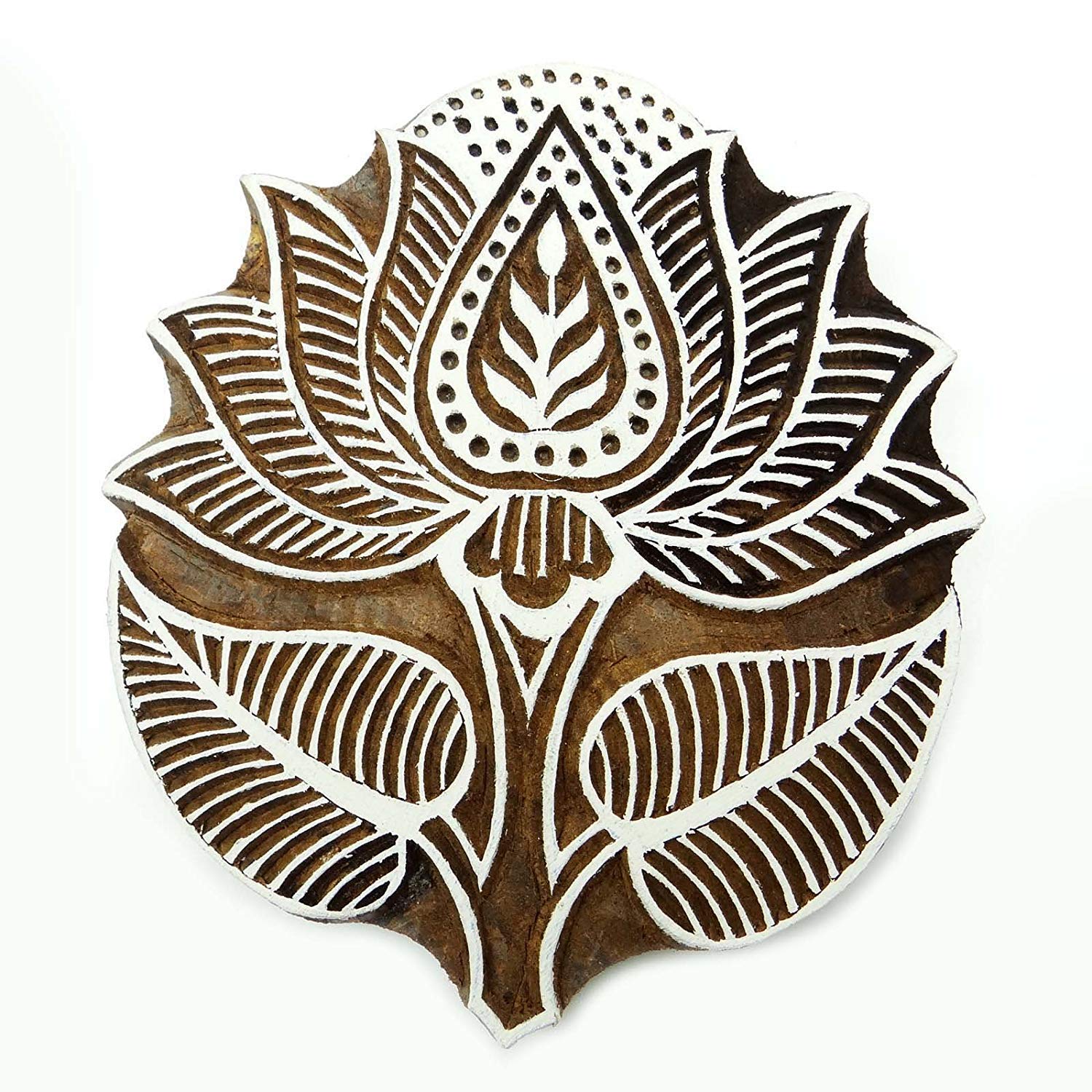 ibaexports Handcarved Lotus Printing Block Wood Block Texile Stamp Block Print