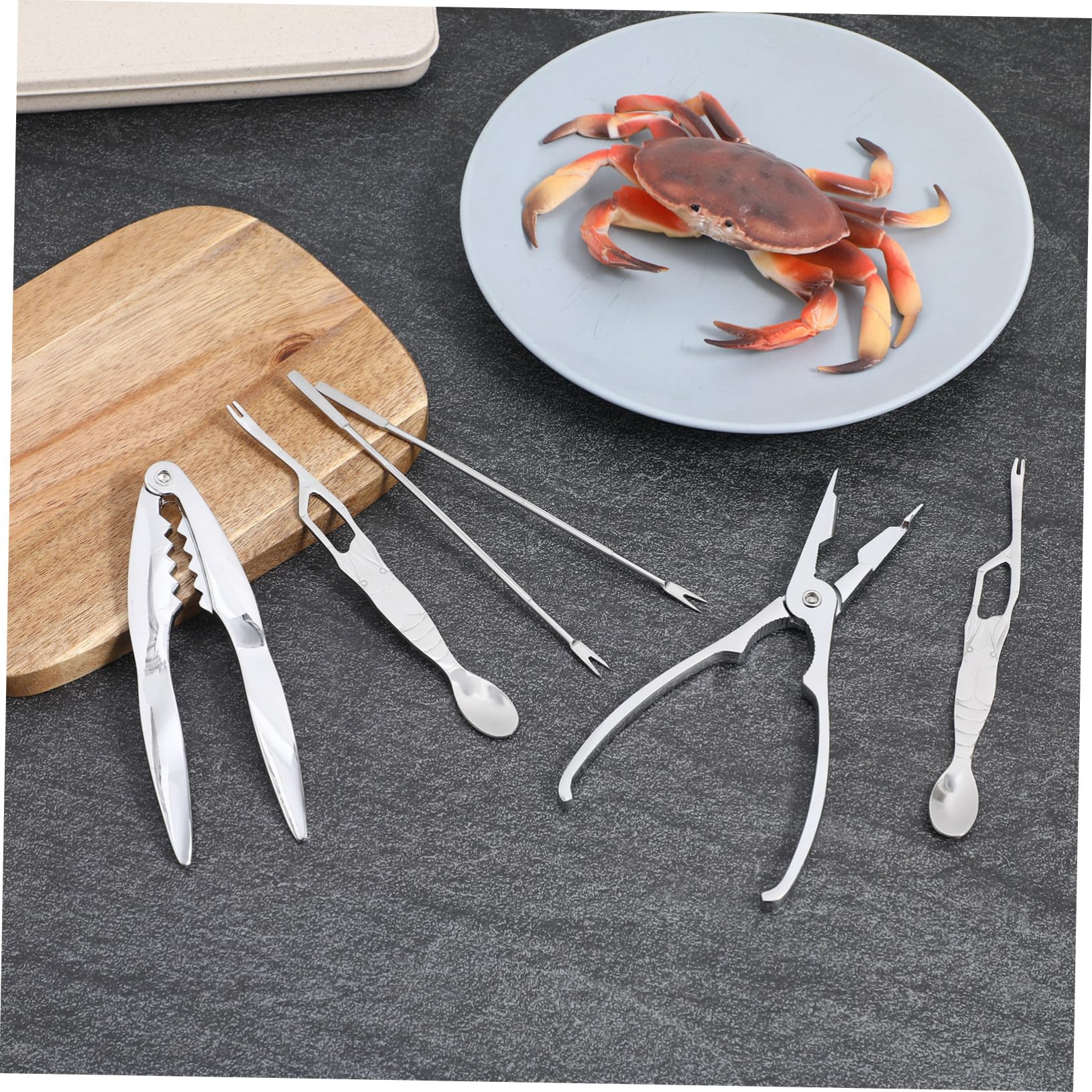 NOLITOY Herramienta para Mariscos de Acero Inoxidable, 6 Piezas, Plata