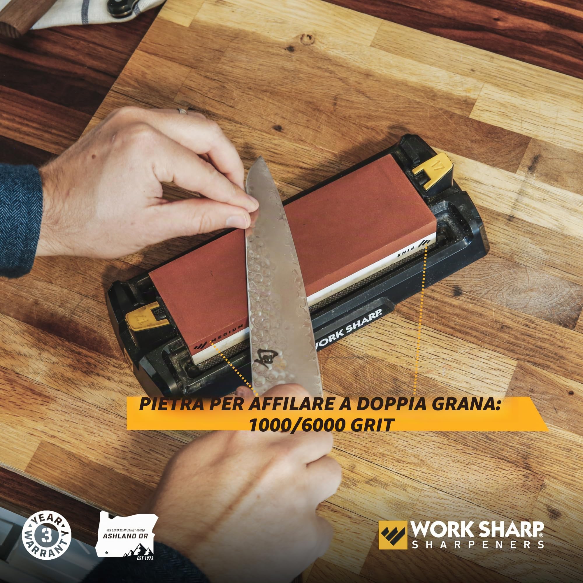Work Sharp Affilacoltelli da banco per affilare coltelli e utensili da cucina, tasca e filettatura