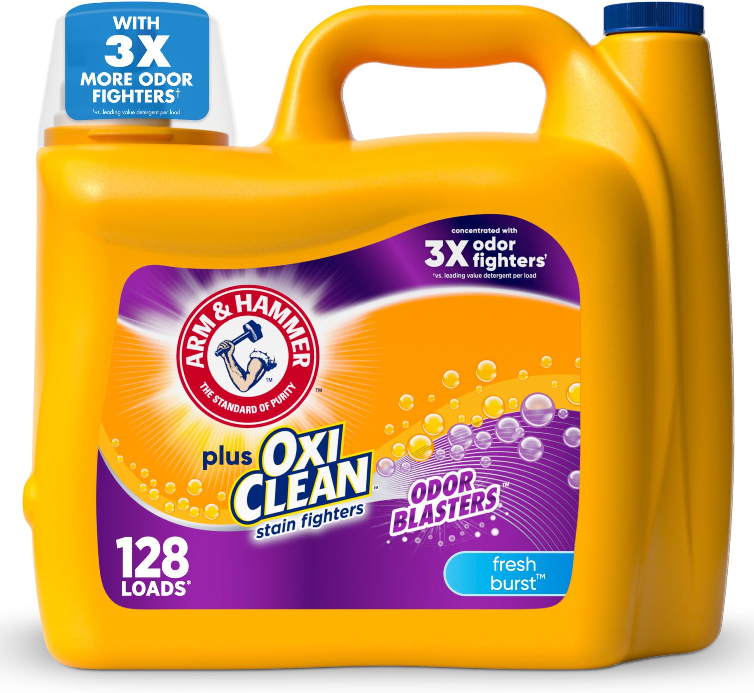 Arm & Hammer Plus OxiClean Odor Blasters Fresh Burst, 128 Loads Liquid Laundry Detergent, 16.5 oz