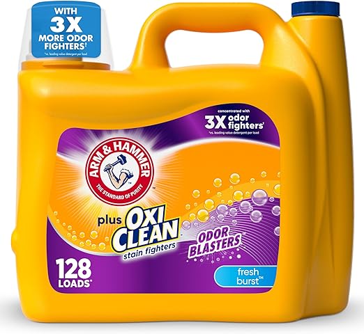 ARM & HAMMER Plus OxiClean Odor Blasters Fresh Burst, 128 Loads Liquid Laundry Detergent, 166.5 Fl oz
