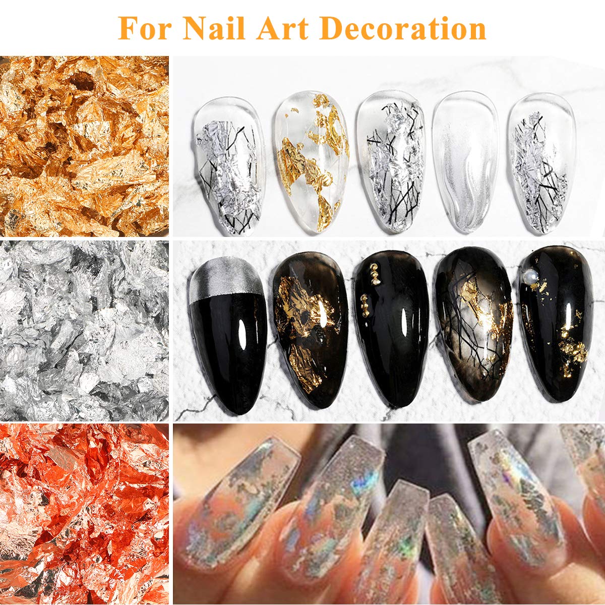 Imitation Gold Foil Flakes with Tweezers for Gilding, Painting Arts, Crafts Nails and Resin Jewelry Making 3