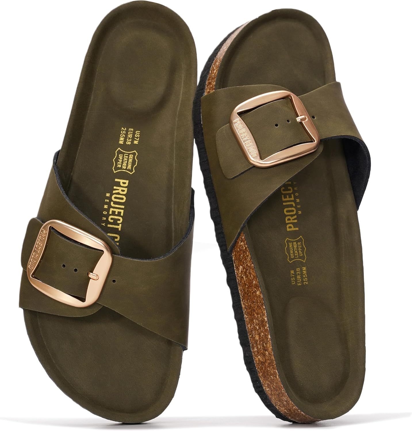 Project Cloud 100% Genuine Leather Sandals Women Dressy Beach Essentials Slides for Women Footwear - Lightweight with Memory Foam Insole Sandals for Women 2026 - Womens Slides