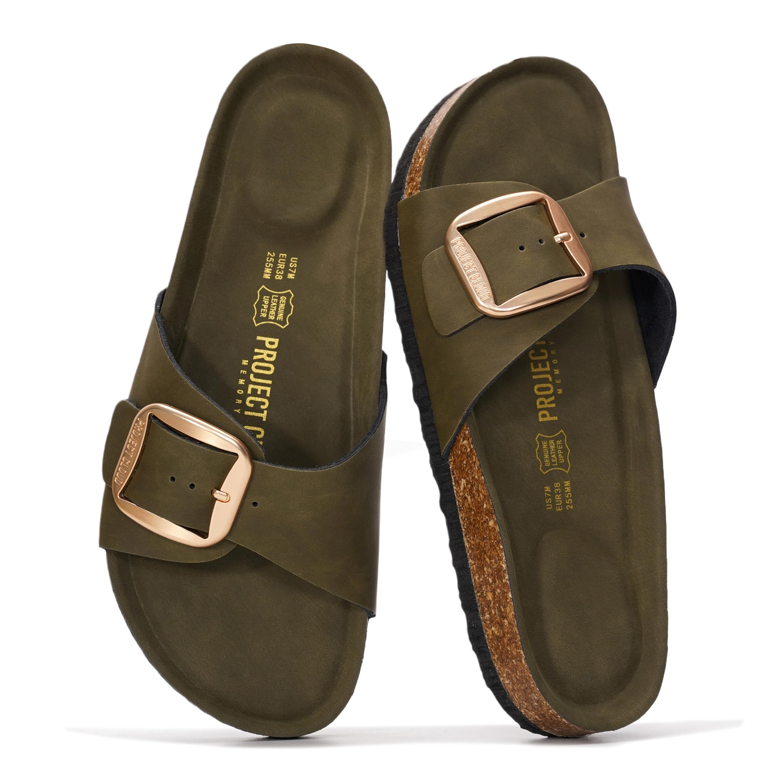 Project Cloud 100% Genuine Leather Sandals Women Comfortable Womens Slides | Slides for Women Beach Essential Lightweight Footwear with Memory Foam Insole Everyday Summer Sandals for Women