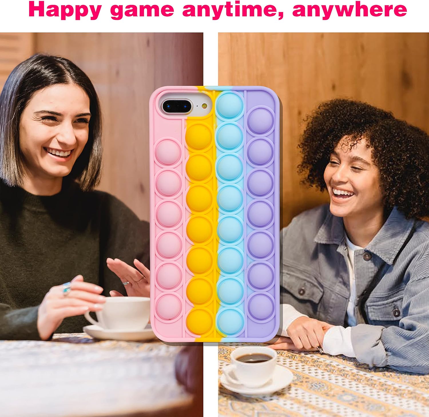 oqpa for iPhone 7 Plus/8 Plus/6 Plus/6S Plus Case Kawaii Funny Cute Fun Silicone Design Cover for Girls Kids Boys Teen Fashion Cool Unique Fidget Color Bubble Cases (for iPhone 6/7/8 Plus 5.5")