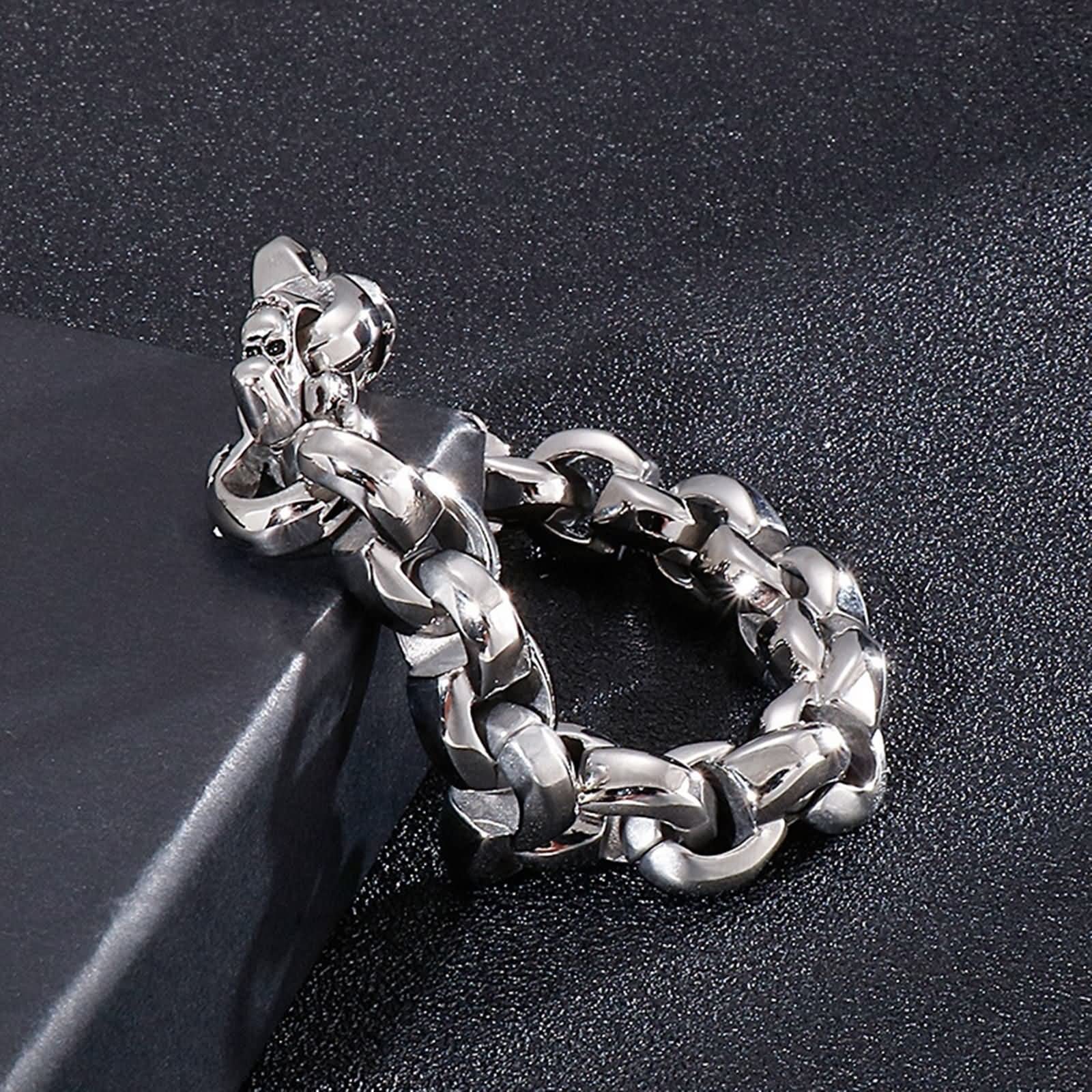 Gualiy Männer Armband Edelstahl Armband Für Herren Edelstahl Runde Gliederkette Armband 21cm Silber