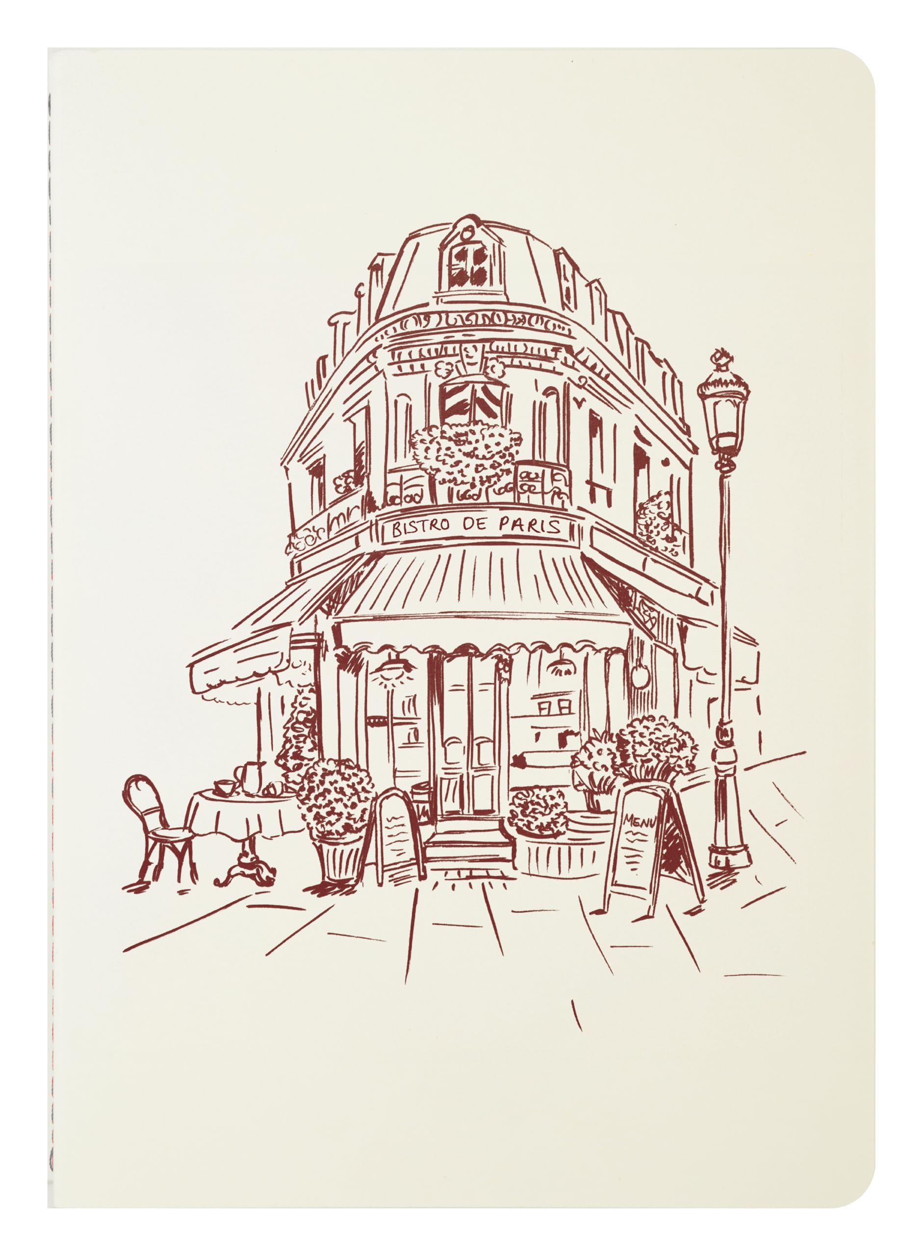 Jacques Herbin 93029T - Cahier A5, Bistro Parisien, 32 Pages lignées, 120g Ivoire, piqué cousu fil.