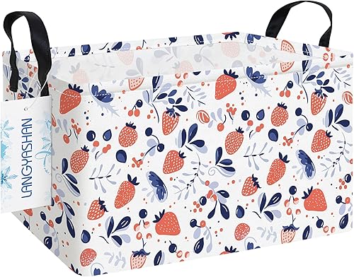 Miniatura 24 de Langyashan - Cesta de tela rectangular con asas para almacenamiento y organización del hogar, la cocina, juguetes de los niños, la oficina, el