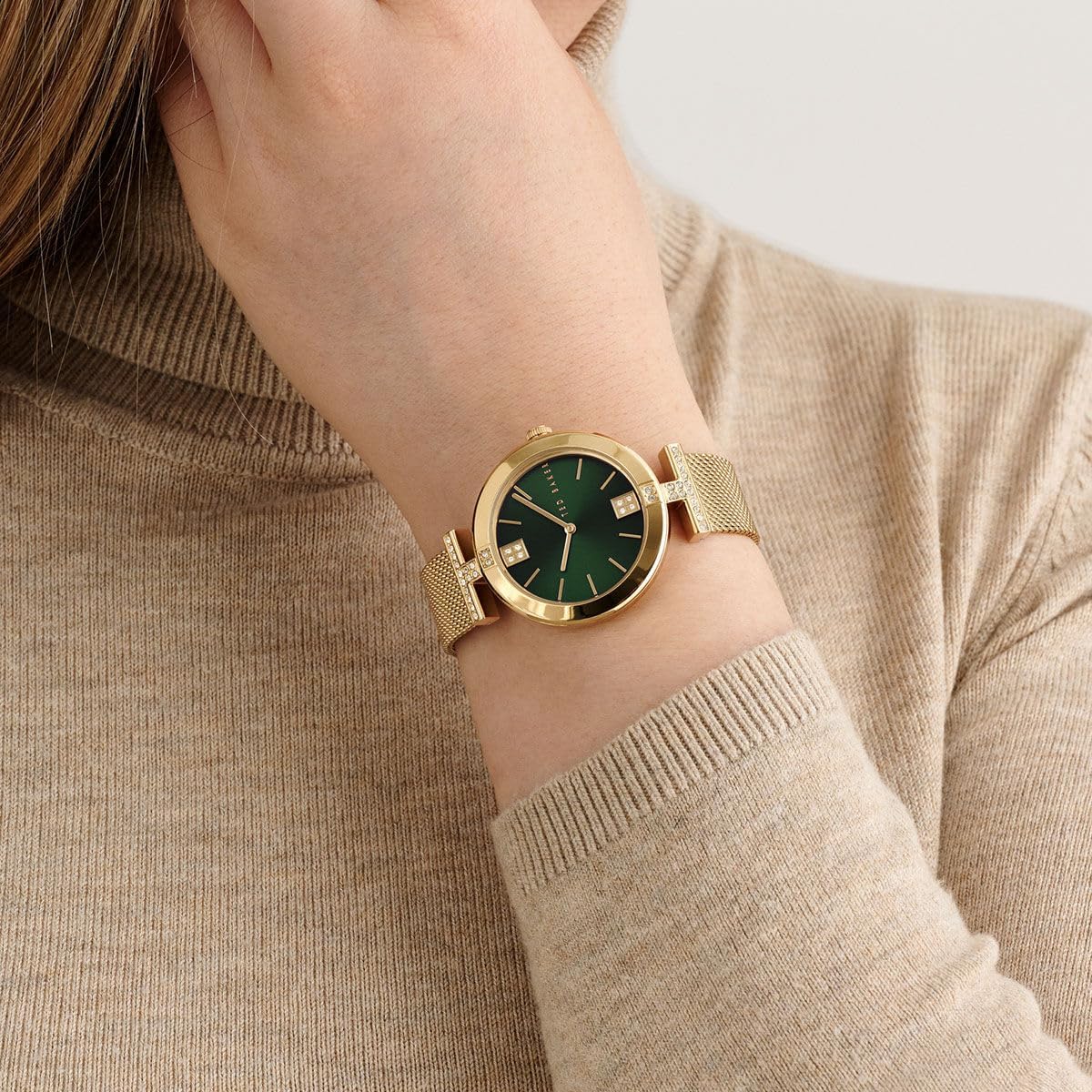 Ted Baker Ladies Stainless Steel Yellow Gold Mesh Band Watch (Model: BKPDAF3059I)