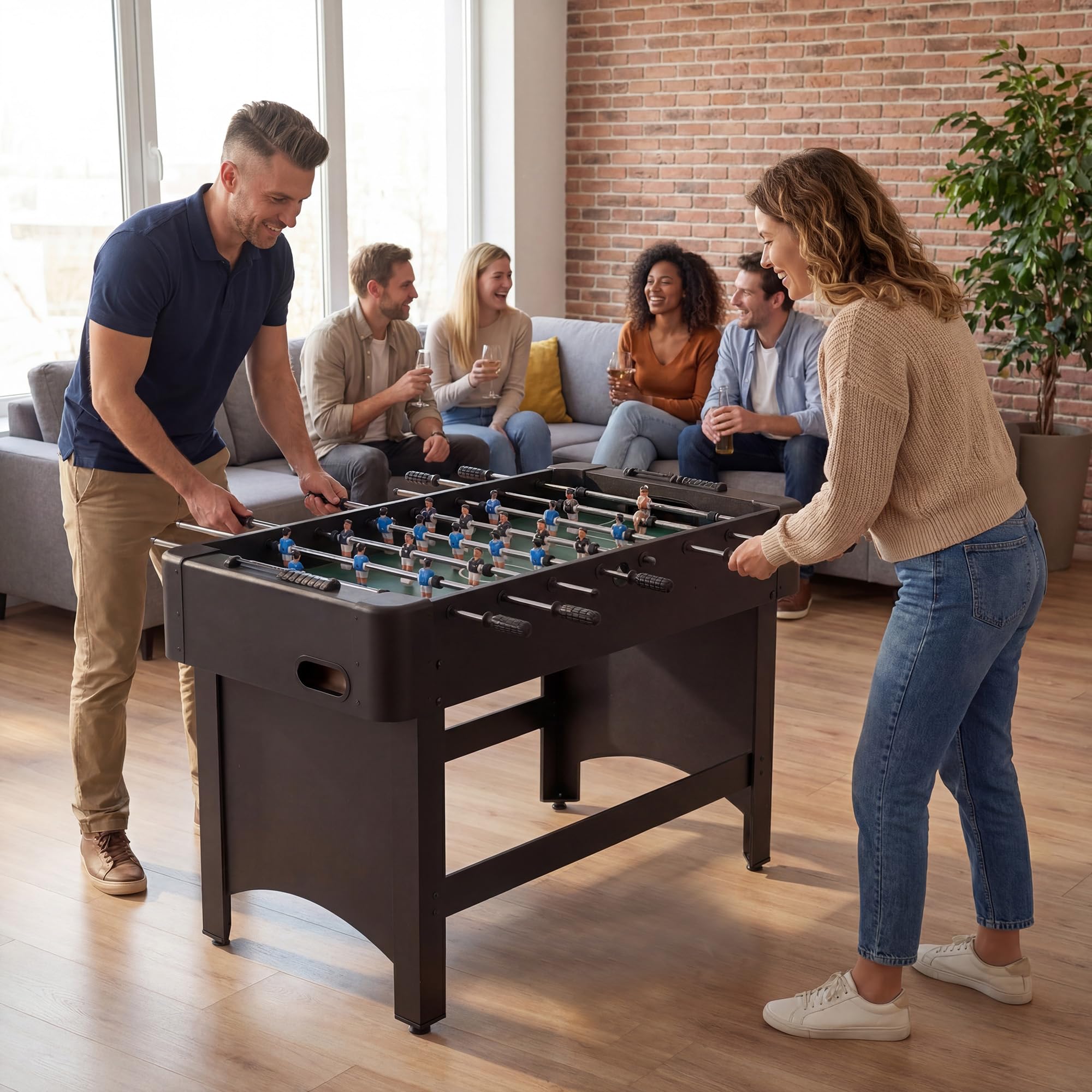 GOPLUS Table Baby-Foot avec 22 Joueurs et 2 Ballons, Table de Jeu Babyfoot avec Pieds Réglables et 2 Marqueur Manuel, pour 2-4 Adultes Enfants, Réunions Familiales et Fêtes, 103 x 58 x 79 cm