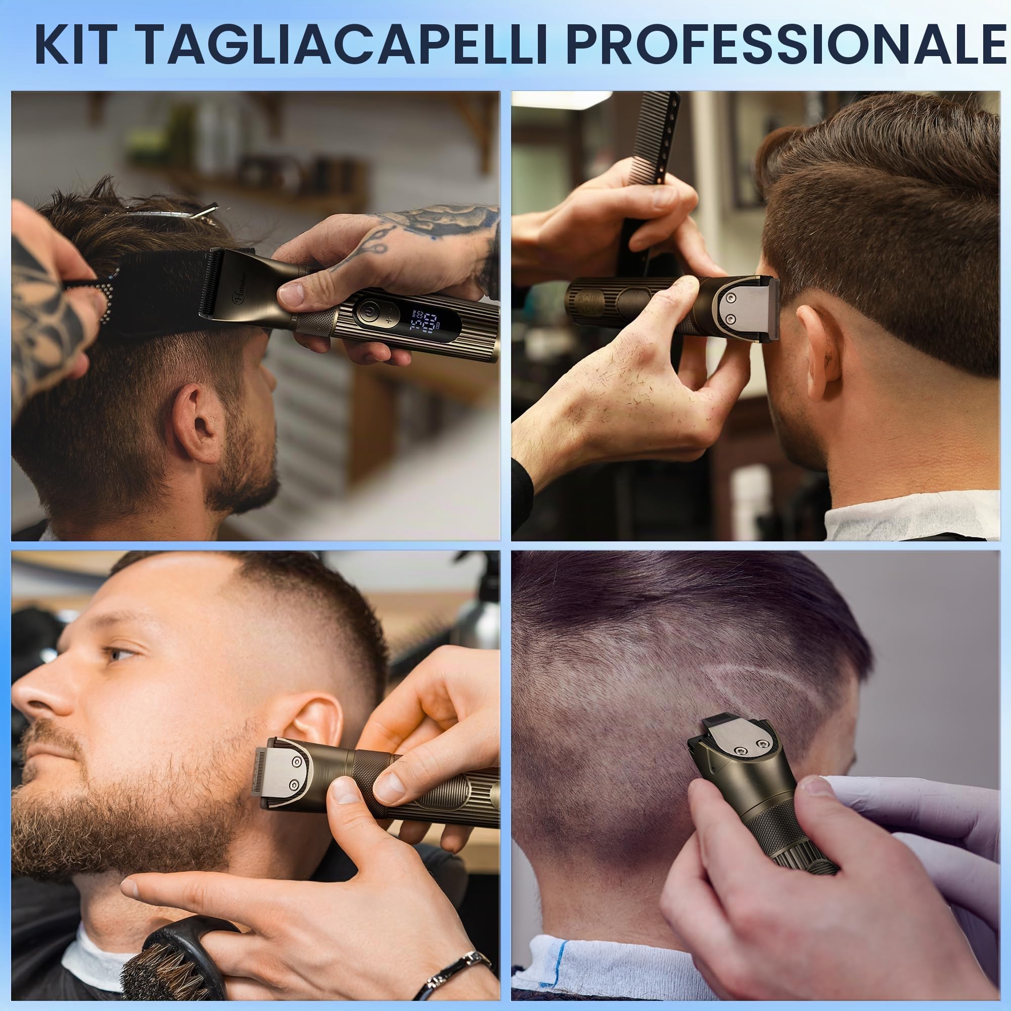Hatteker Tagliacapelli Uomo Professionale Regolabarba Uomo Rasoio Elettrico Barba Macchinetta per Capelli Tagliabarba Trimmer Impermeabile 4 in 1