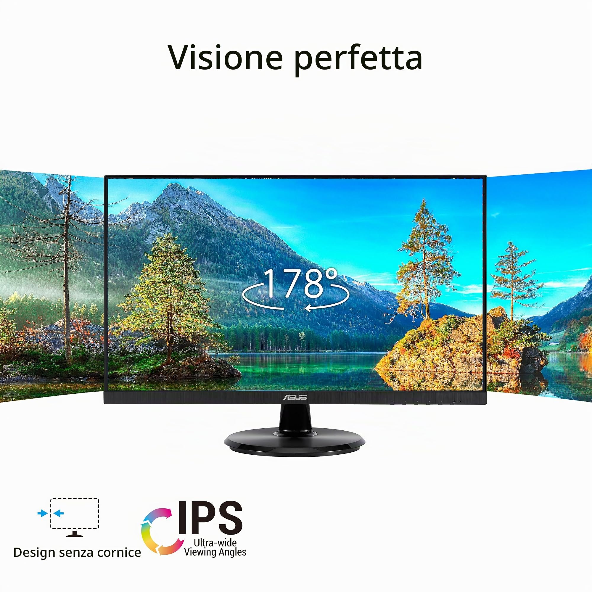 ASUS VA24DQF Monitor Eye Care Gaming da 24” pollici (23.8), IPS, Full HD, Frameless, 100Hz, Adaptive-Sync, Tempo di Risposta 1ms MPRT, HDMI, DisplayPort, Filtro Luci Blu, Antisfarfallio, Nero
