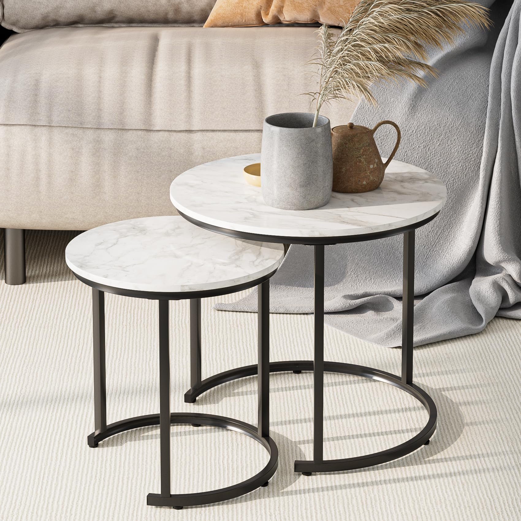  Heyzoey Couchtisch Rund 2er Set Modern Style
| Heyzoey Wohnzimmertisch Schwarz Metall Kaffeetisch
| Heyzoey Beistelltis