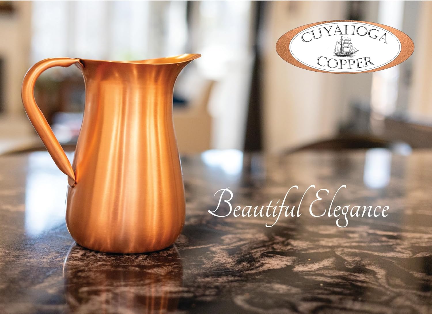 100% Pure Copper Beverage Pitcher – 64 oz Luxury Smooth Finish – Beautiful 8” Tall Drinkware – Includes Premium Retail Packaging – Ideal for Home & Entertaining