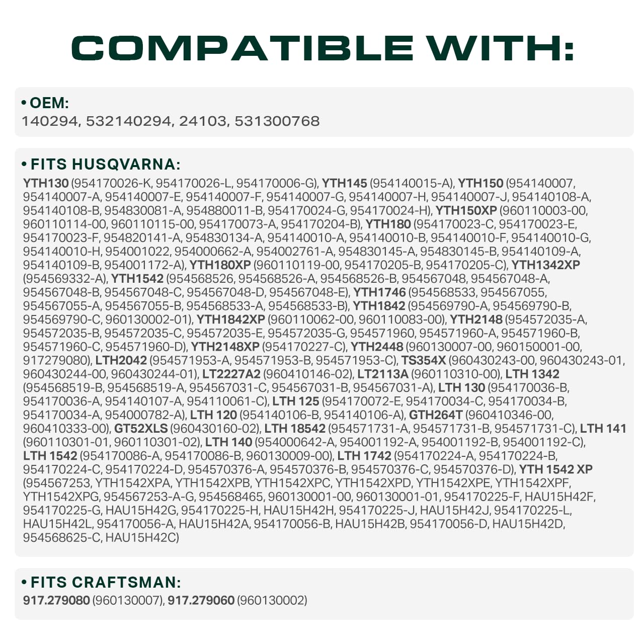 UDC Parts - Correa de transmisión para cortacésped 140294 / Kevlar Cord / 82 pulgadas / para AYP Husqvarna Craftsman 532140294 531300768