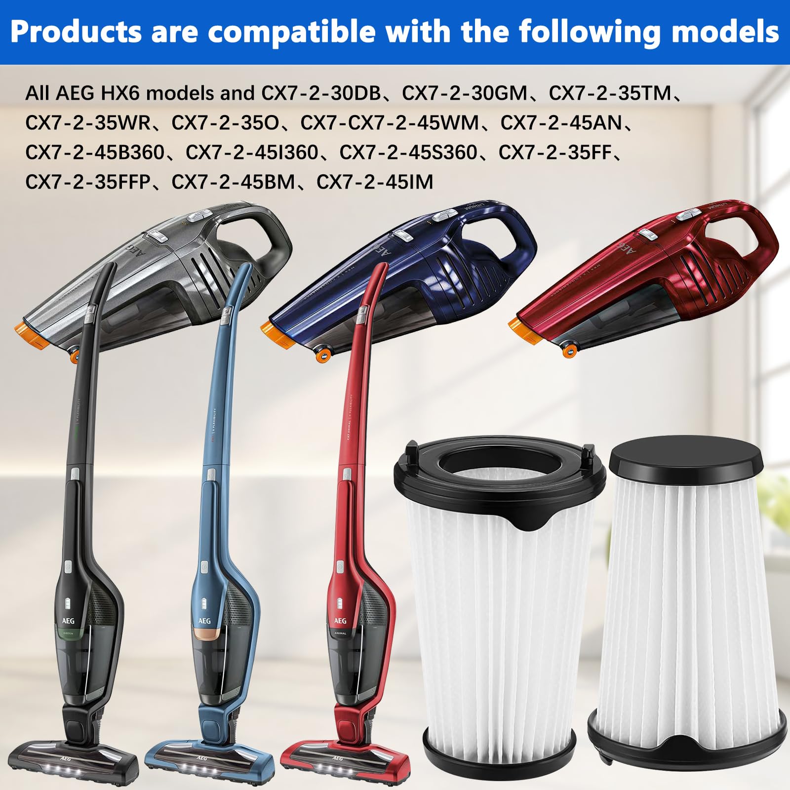 8 Filtres HEPA Lavables Compatibles AEG CX7, QX8 Et Electrolux - Avec 1 Brosse De Nettoyage