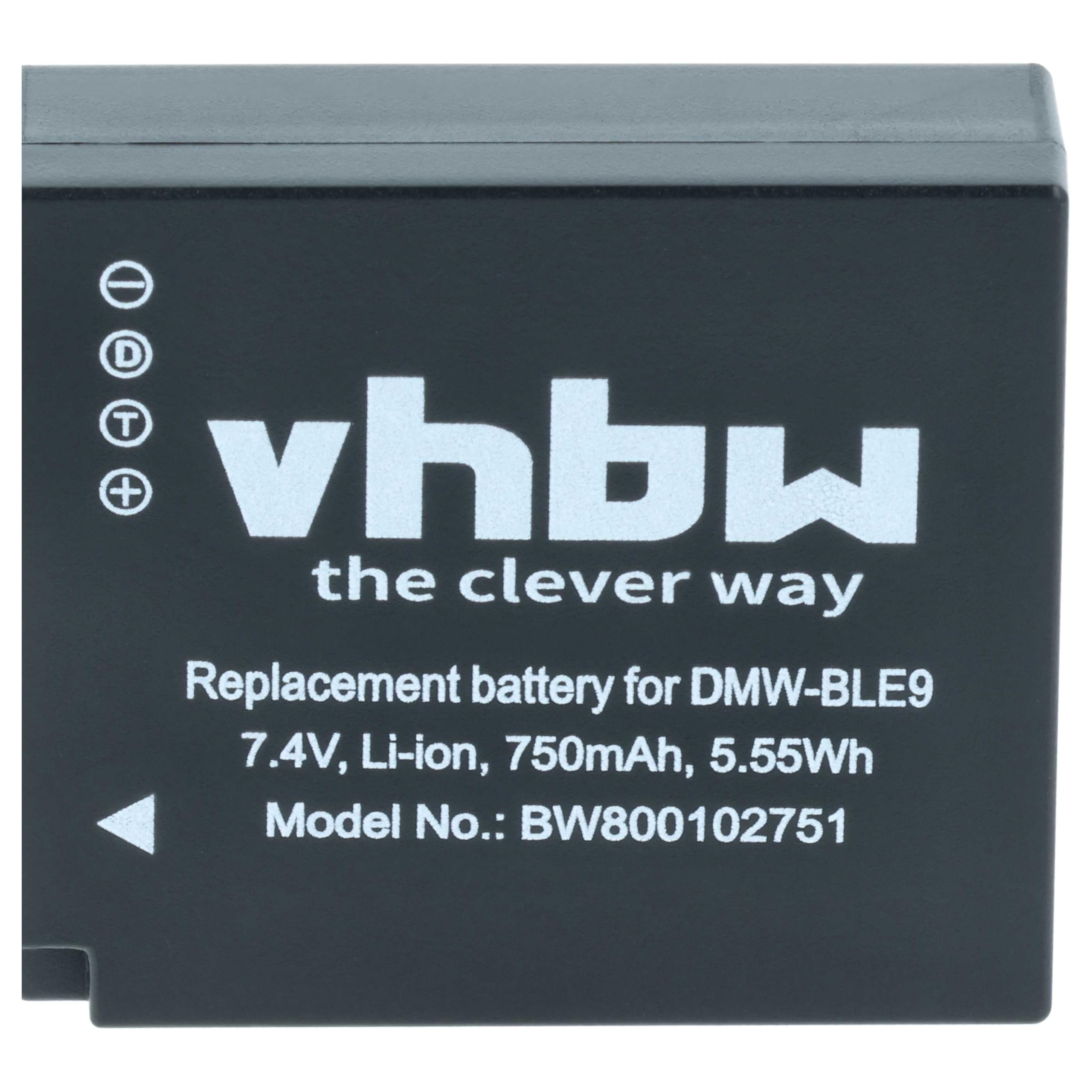 vhbw 3x batteria compatibile con Panasonic Lumix DMC-LX100S, DMC-LX100K, DMC-S6K, DMC-S6, DMC-GX9, DMC-TX1 fotocamera (750mAh, 7,2V, Li-Ion)