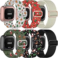 Vista 7 de Paquete de 8 bandas elásticas compatibles con Fitbit Versa 2/Lite/SE para mujeres y hombres, correa trenzada de nailon elástico ajustable Solo Loop