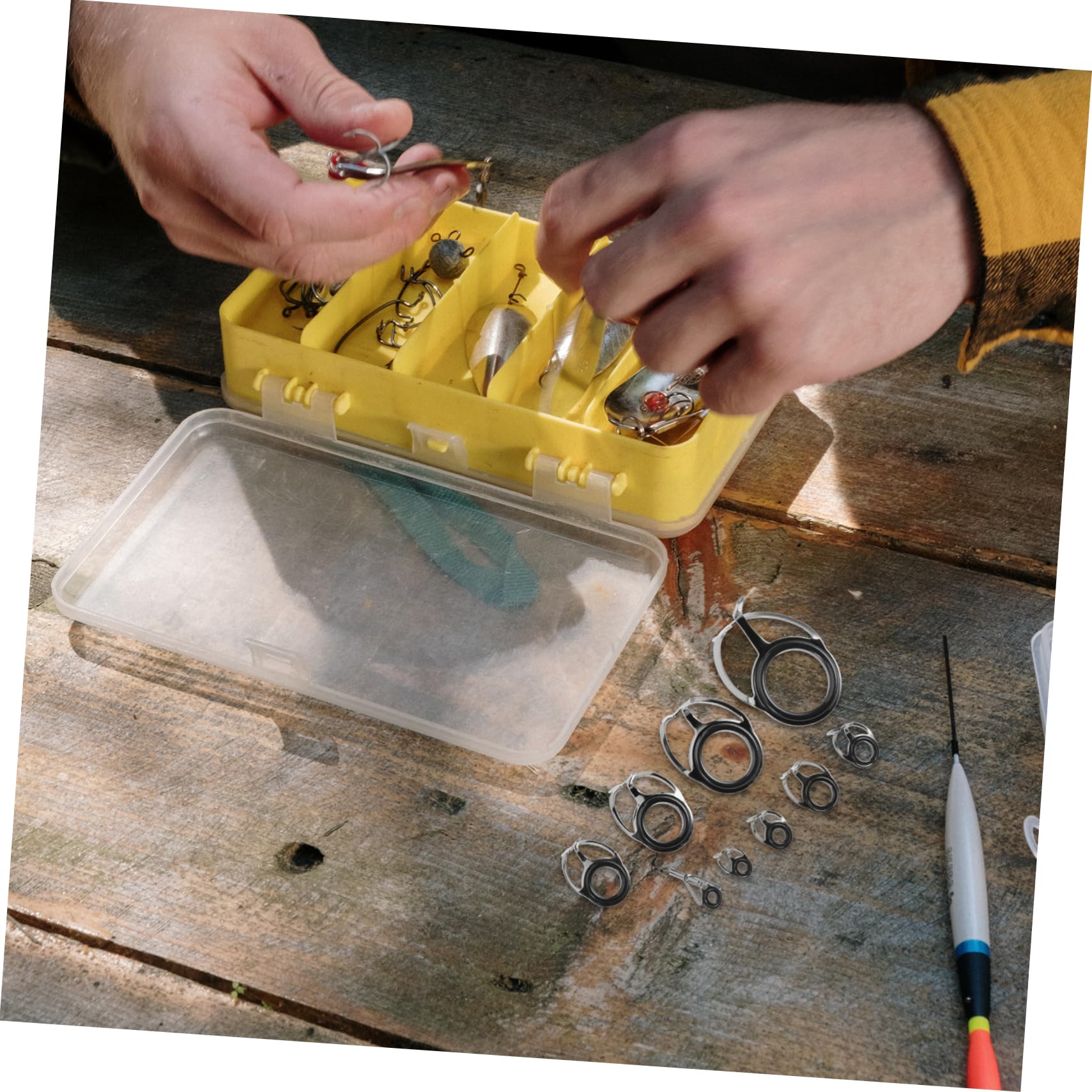 HANABASS Kit Riparazione Guide Canna da Pesca 45 Pezzi in Acciaio | Anelli Neri, Lavorazione Precisa e Rimozione Semplice, Confezione da 45 Pezzi per Sostituzione e Uso in Mare