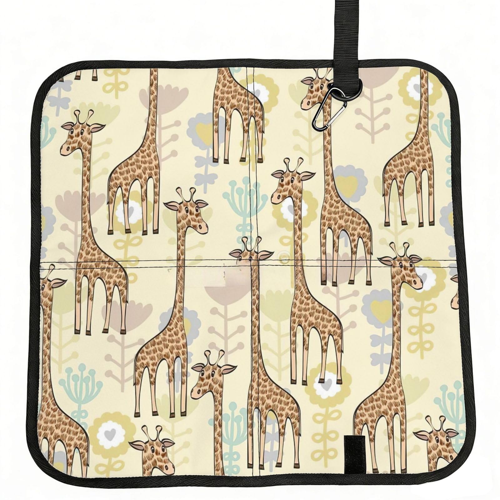 OKFSTY Hand Drawn Giraffes Print Fold Away Seat Cushion Portable Outdoor Pad Polyester Bleacher Bench Mat Travel Picnic Pad