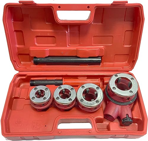 Kit de enhebrador de tubos, kit de troqueles de roscado BSPT, 12" 34" 1" 1" 1-14" Trinquete manual de tubería de fontanero, cabezales de roscado de