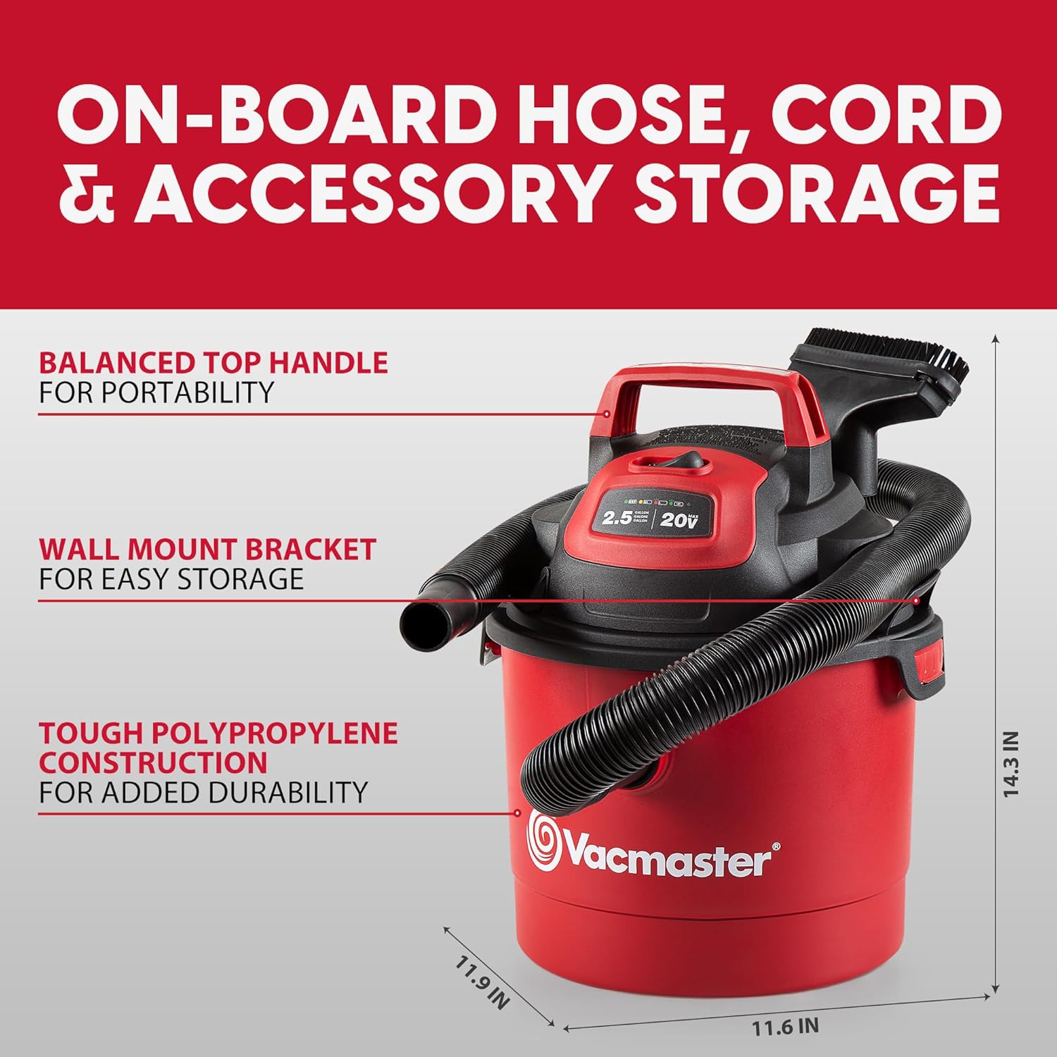 Vacmaster 2.5-Gallon 20V Cordless Wet/Dry Vac - DVOM202P 1101