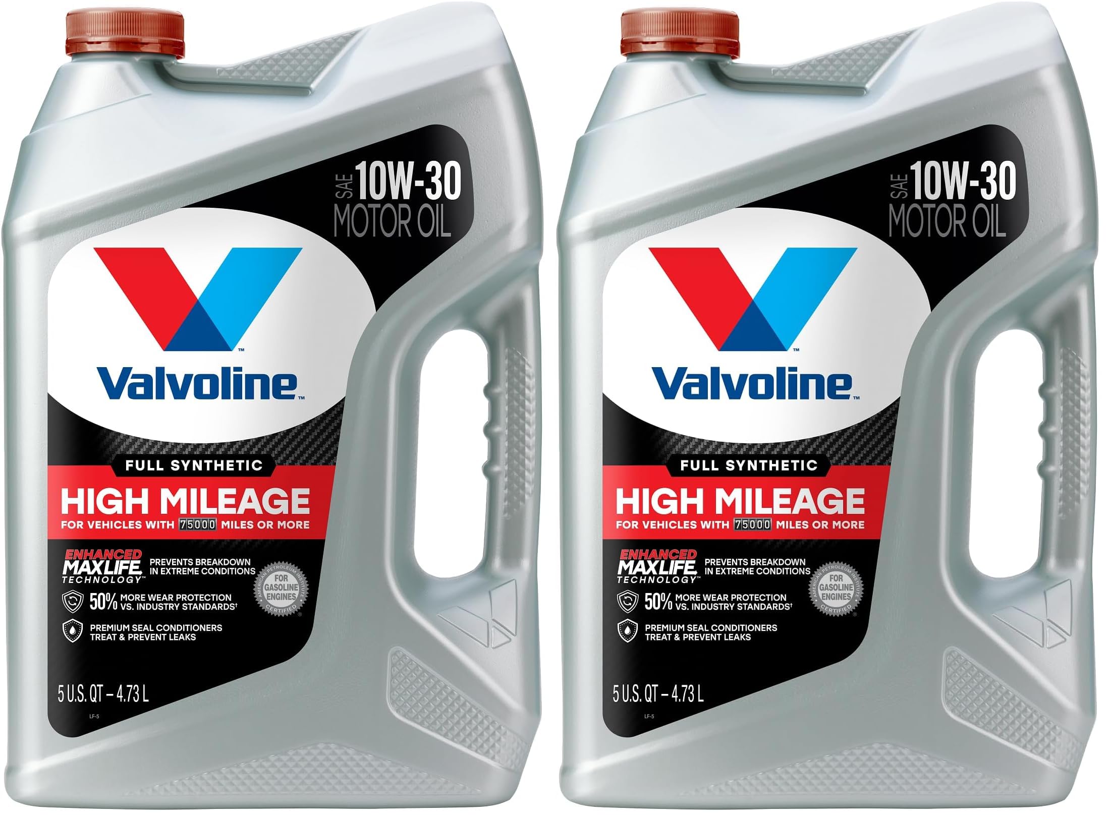 Valvoline Full Synthetic High Mileage with MaxLife Technology SAE 10W-30 Motor Oil 5 QT (Pack of 2)