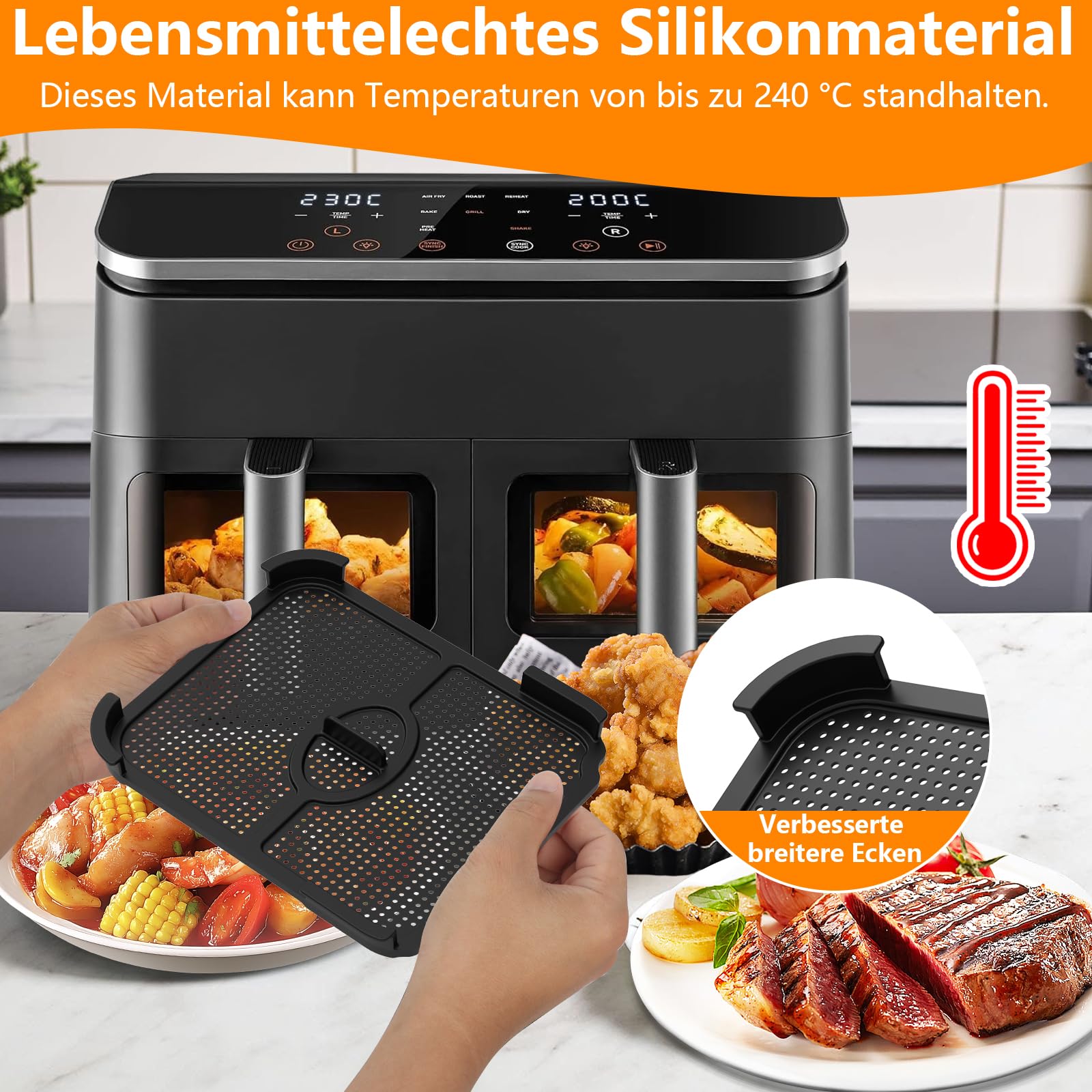 Protection anti-éclaboussures en acier inoxydable à mailles fines pour Cosori Airfryer 8,5 l/Dual Blaze TwinFry 10 l, accessoire de friteuse à air chaud, protection anti-éclaboussures de graisse pour Protection anti-éclaboussures en acier inoxydable à mailles fines pour Cosori Airfryer 8,5 l/Dual Blaze TwinFry 10 l, accessoire de friteuse à air chaud, protection anti-éclaboussures de graisse pour