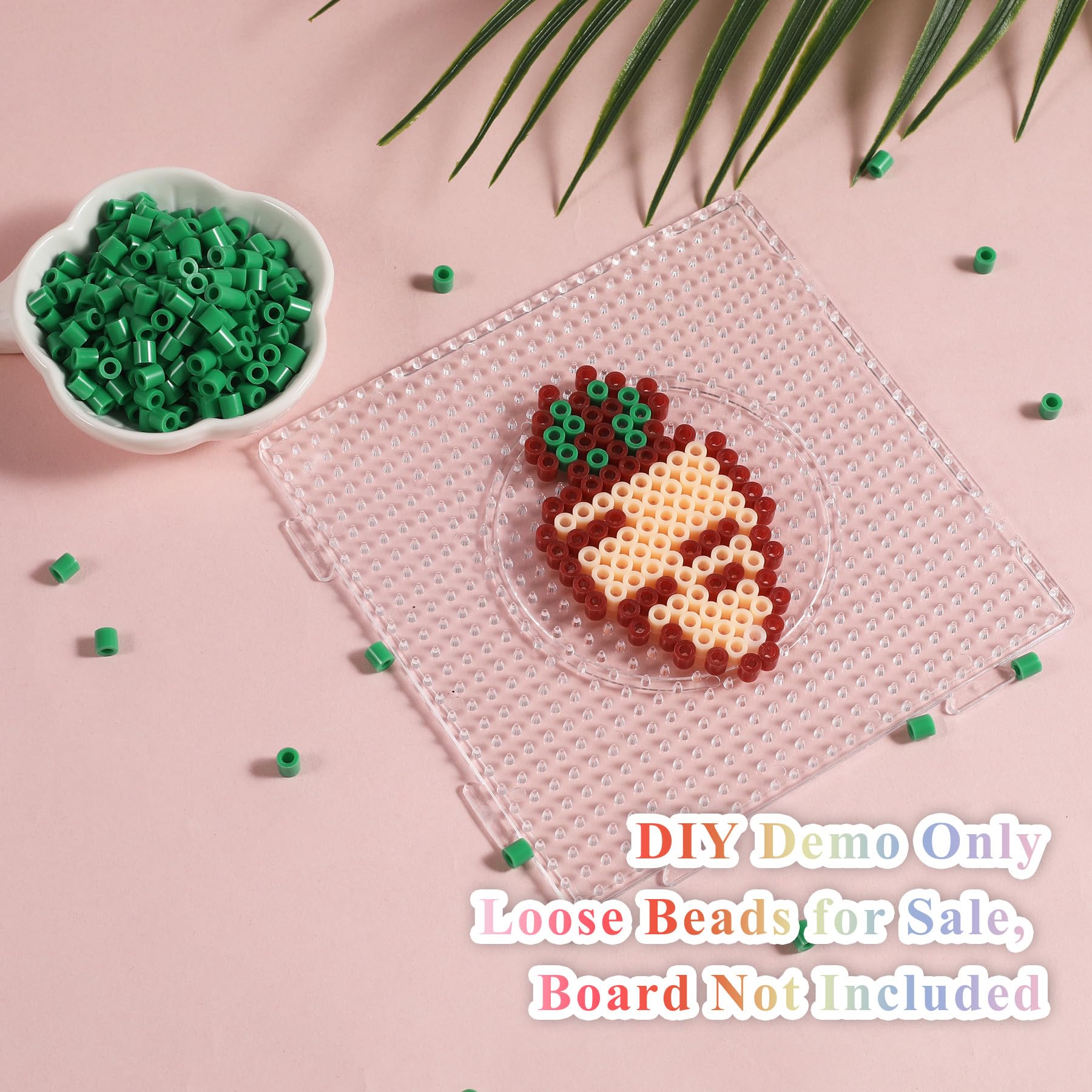 1000Pcs Loose Fuse Beads 5mm Bulk Refill Kit Fast Easy to Use Stress Relief Pixel Art Melting Beads for DIY Decor Crafts Creative Handmade Projects 3D Craft (Green 1) - Image 3