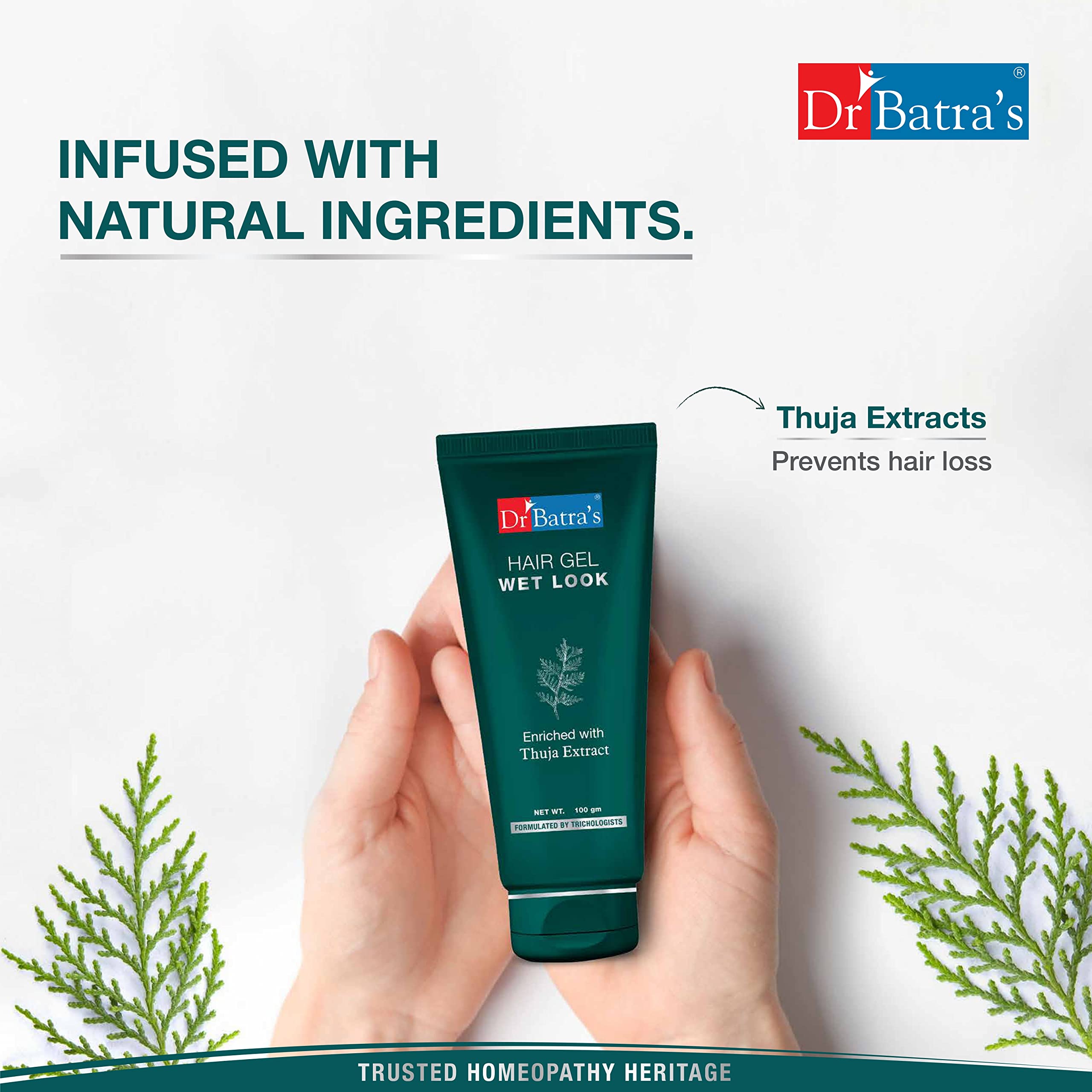Dr Batra's Hair Gel for Men with Thuja Extract – Strong Hold, Non-Sticky Formula, Natural Shine & Daily Hair Styling Support | 100 gm 3