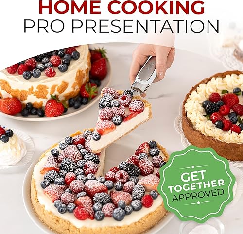 Miniatura 7 de Orblue Servidor para tartas, herramienta esencial de cocina, dentada en ambos lados, ideal para chef diestro o zurdo, cubiertos de acero inoxidable,