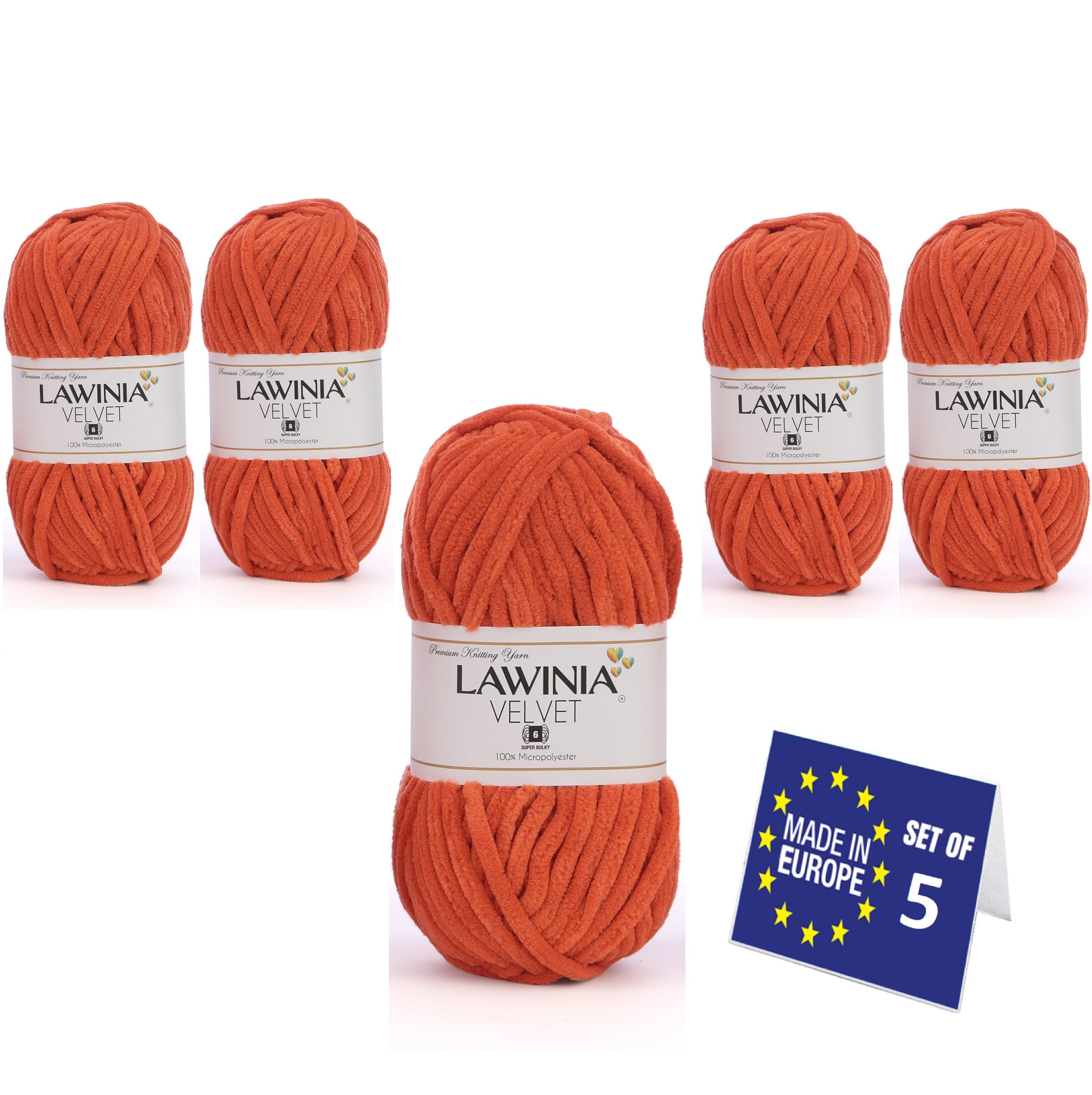 LAWINIA Premium Soft Chenille Yarn Chunky for Knitting Thick Velvet Yarn, Does NOT SHED, Plush Crochet Chunky Wool