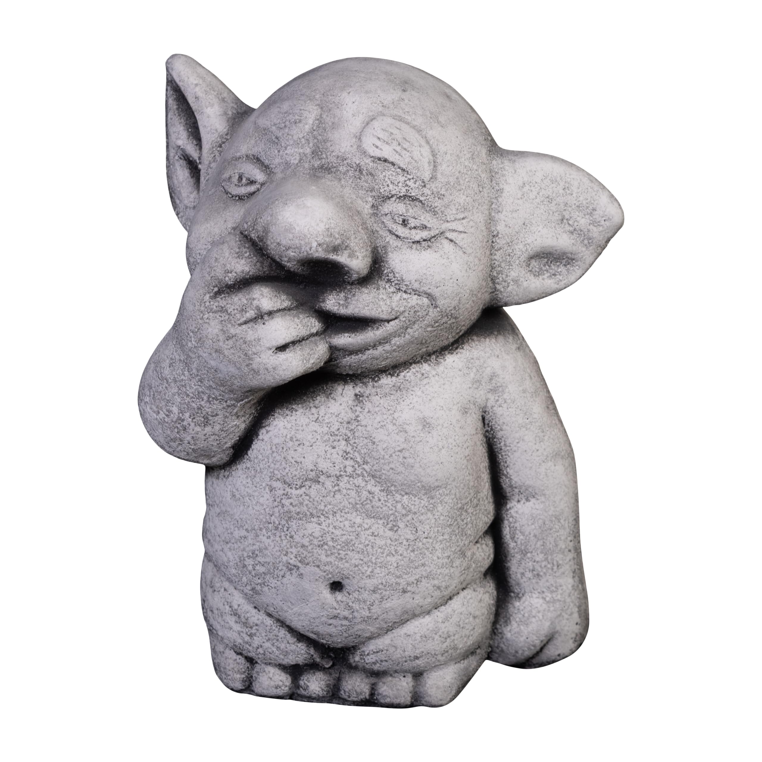 Gartendekoparadies.de White,Grey Solid Stone Figure Troll Nose Drill Gnome Gnome Goblin Cast Stone Frost-Proof