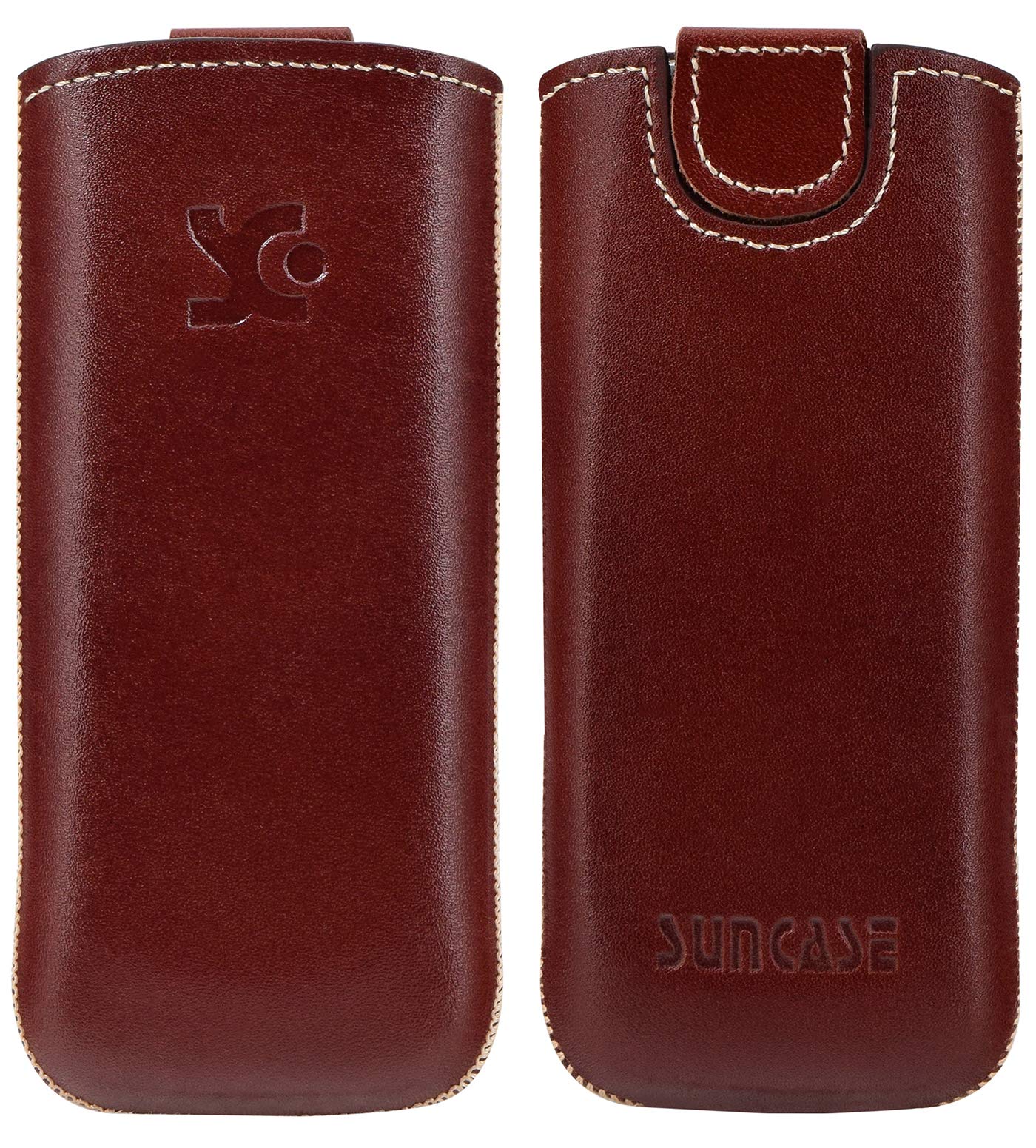 Original Suncase Leather Case Compatible with Nokia 6303 Classic Case Bag Ultra Slim Leather Case Cover (with Pull Back Tab) in Red