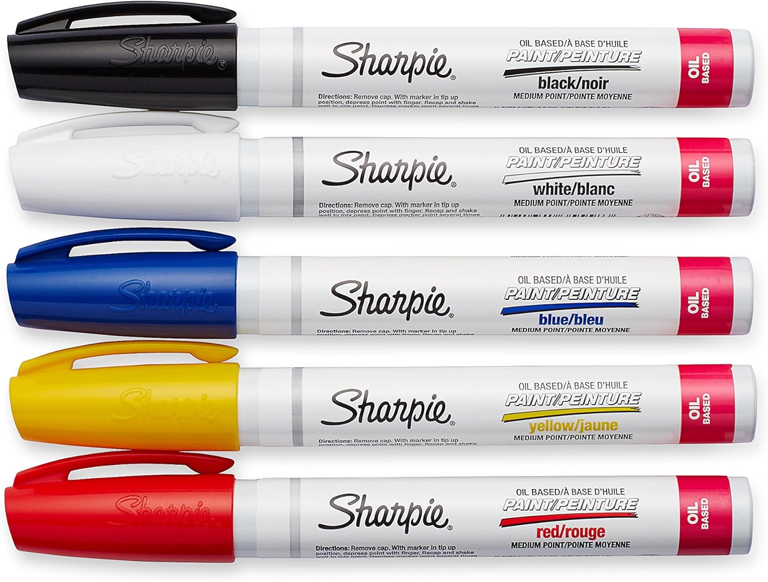 SHARPIE Oil-Based Paint Markers, Medium Point, Assorted & Metallic Colors, 5 Count - Great for Rock Painting & Oil-Based Paint Markers, Medium Point, Assorted Colors, 5 Count - Great for Rock Painting